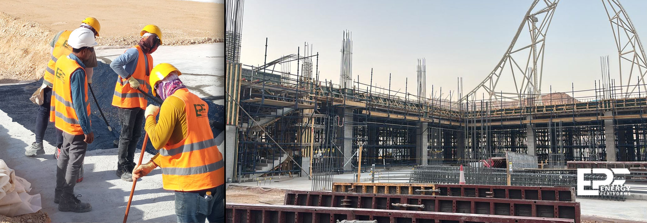 EPF Contracting team working on site in Qiddiya