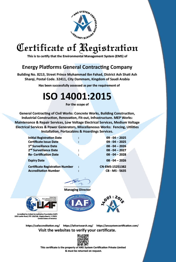 ISO 14001:2015 Certificate