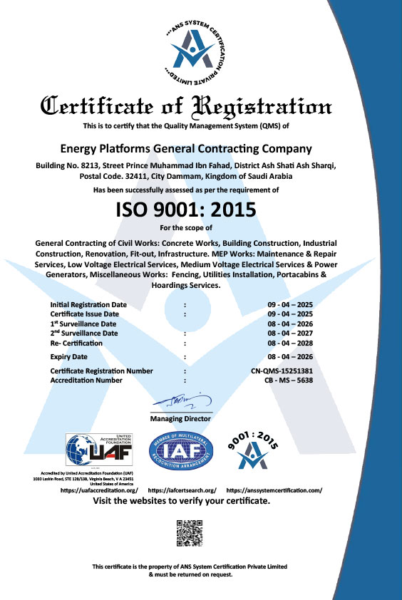 ISO 9001:2015 Certificate
